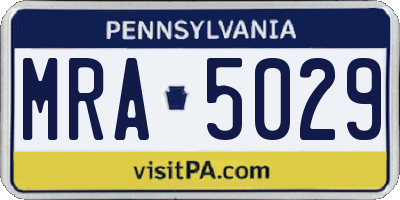 PA license plate MRA5029