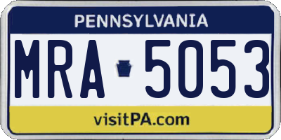 PA license plate MRA5053