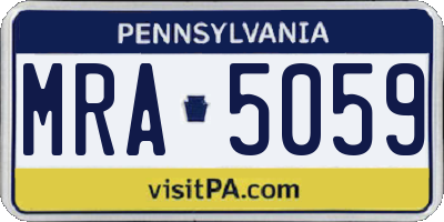 PA license plate MRA5059