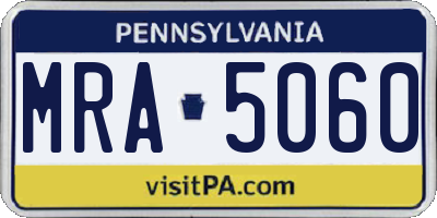 PA license plate MRA5060