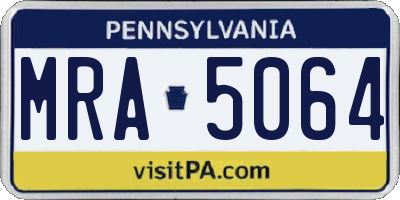 PA license plate MRA5064