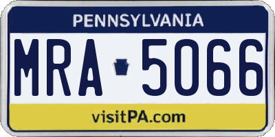 PA license plate MRA5066