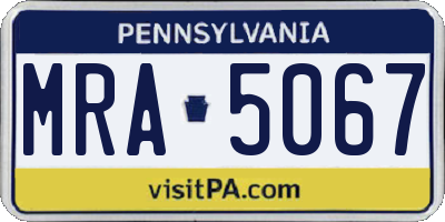 PA license plate MRA5067