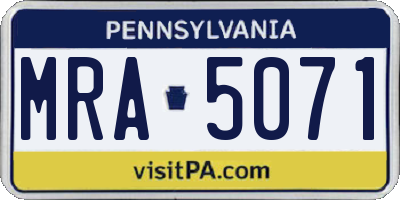 PA license plate MRA5071