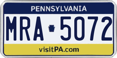 PA license plate MRA5072