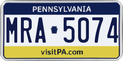 PA license plate MRA5074