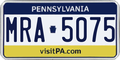 PA license plate MRA5075