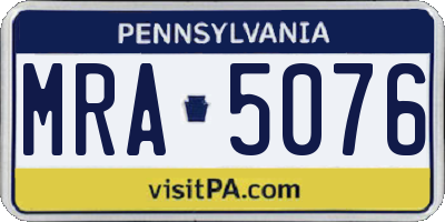 PA license plate MRA5076