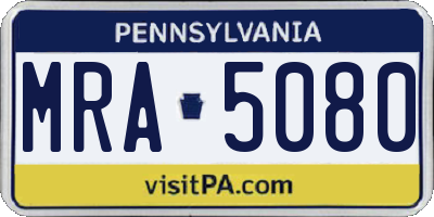 PA license plate MRA5080