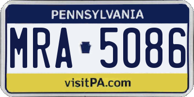 PA license plate MRA5086