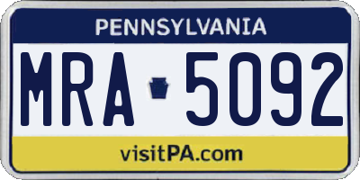 PA license plate MRA5092