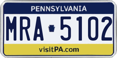 PA license plate MRA5102