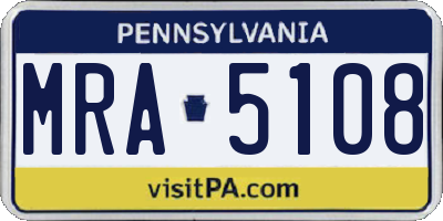 PA license plate MRA5108