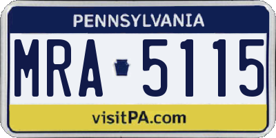 PA license plate MRA5115