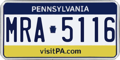 PA license plate MRA5116