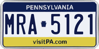 PA license plate MRA5121