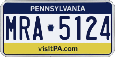 PA license plate MRA5124