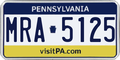PA license plate MRA5125