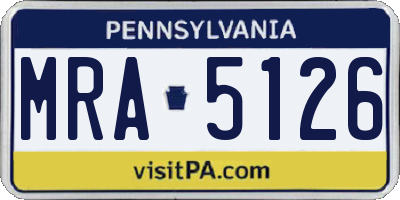 PA license plate MRA5126