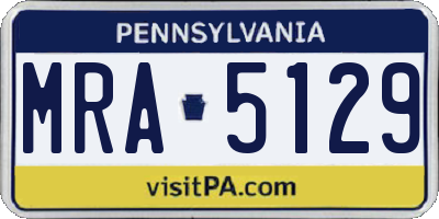 PA license plate MRA5129