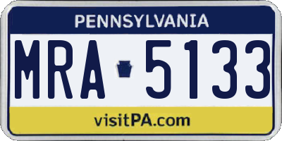 PA license plate MRA5133