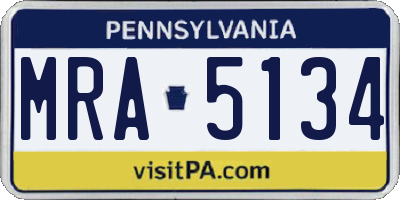 PA license plate MRA5134