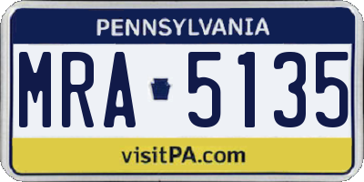 PA license plate MRA5135