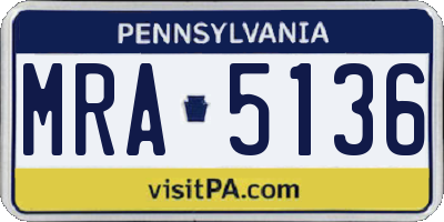 PA license plate MRA5136