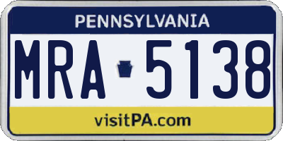 PA license plate MRA5138