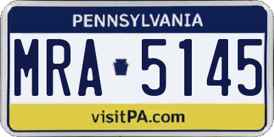 PA license plate MRA5145