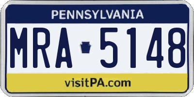 PA license plate MRA5148