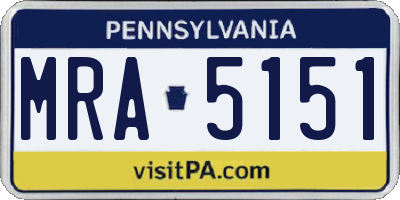 PA license plate MRA5151