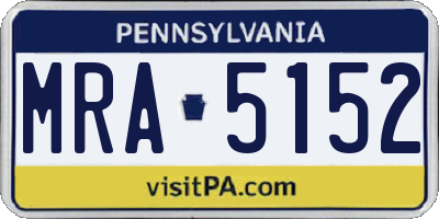 PA license plate MRA5152