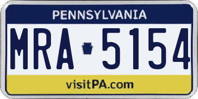PA license plate MRA5154
