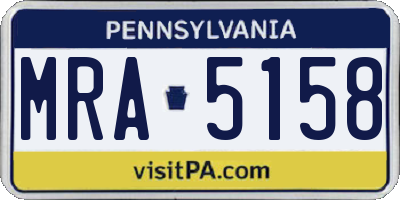 PA license plate MRA5158