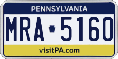 PA license plate MRA5160