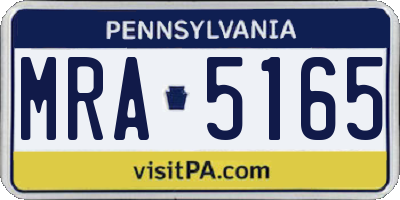 PA license plate MRA5165