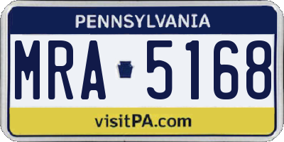 PA license plate MRA5168