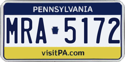 PA license plate MRA5172