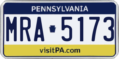 PA license plate MRA5173