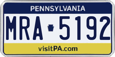 PA license plate MRA5192