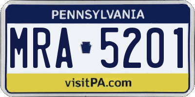 PA license plate MRA5201