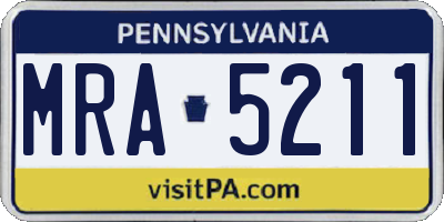 PA license plate MRA5211