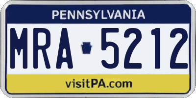 PA license plate MRA5212
