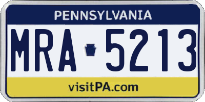 PA license plate MRA5213