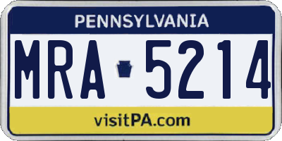 PA license plate MRA5214