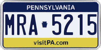 PA license plate MRA5215
