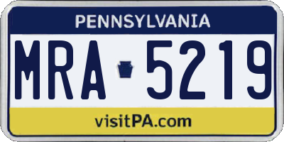PA license plate MRA5219