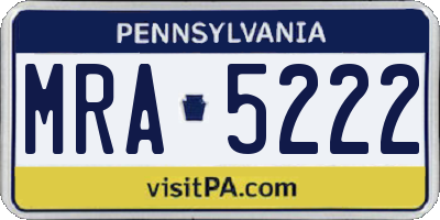 PA license plate MRA5222