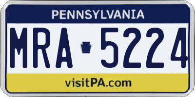 PA license plate MRA5224
